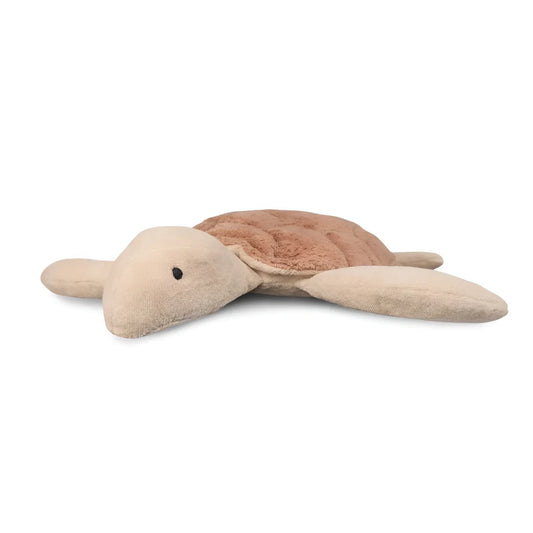 Plüschschildkröte in Beige mit braunem Panzer, Kuscheltier Schildkröte groß rosenholz