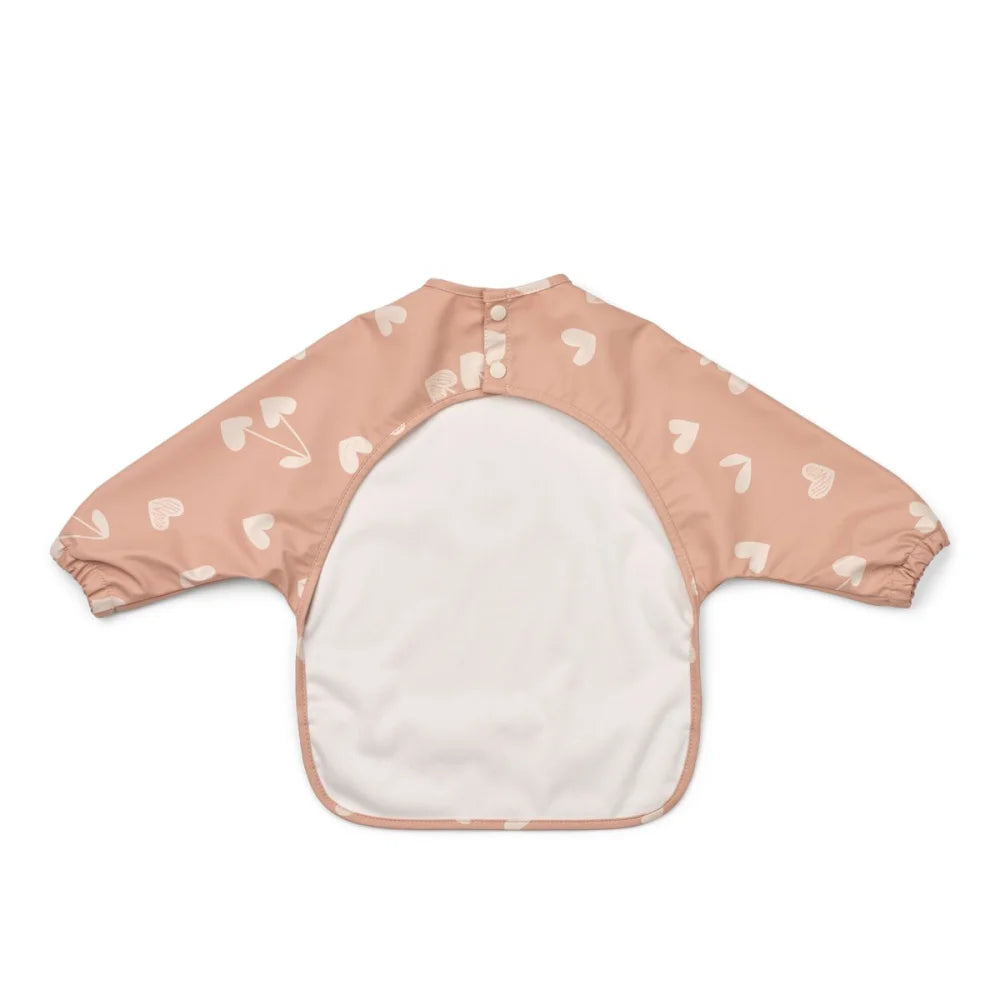 Weiches rosa Baby-Lätzchen Cape Merle Sweethearts Pale Tuscany mit Herz-Kirsch-Motiv