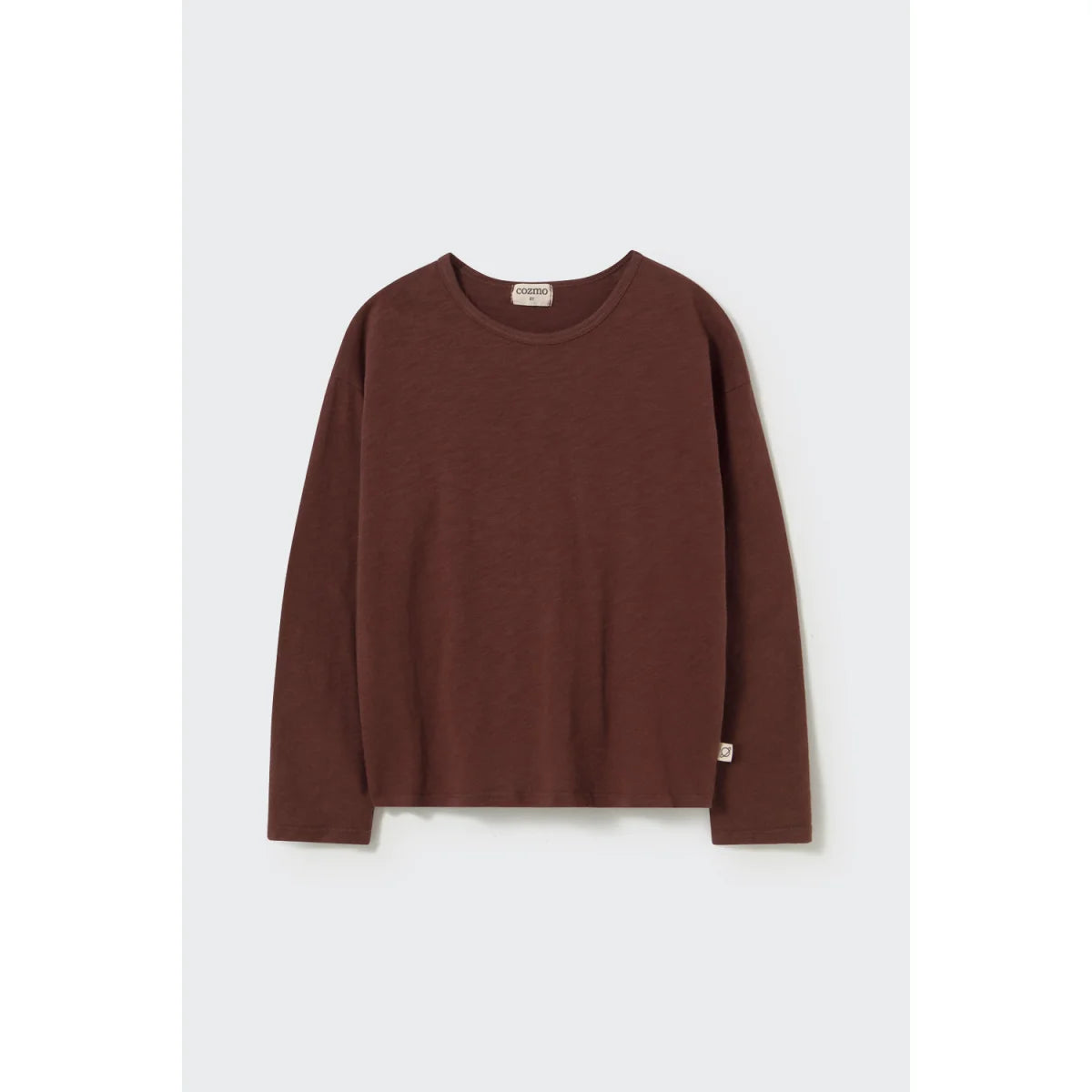 Cozmo Langarmshirt Basic in Chocolate aus gebürsteter Baumwolle