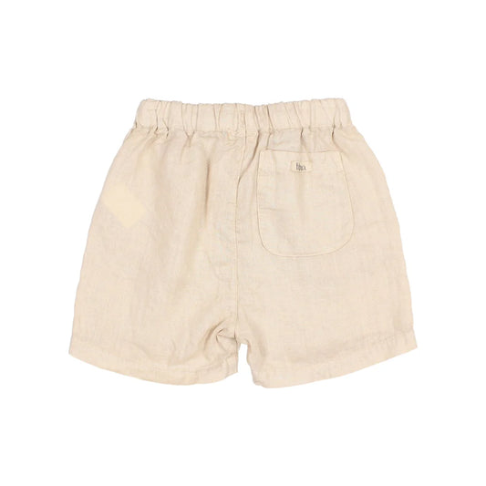Beige Leinen-Shorts aus der Kollektion Linen Bermuda in Sandfarbe