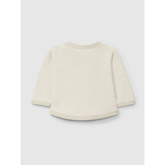 Cremefarbenes, langärmeliges, geripptes Shirt aus der Kollektion Longsleeve | Gestreifte Natural