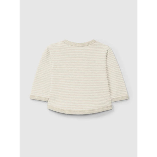 Cremefarbenes, langärmeliges, geripptes Shirt aus der Kollektion Longsleeve | Gestreifte Natural