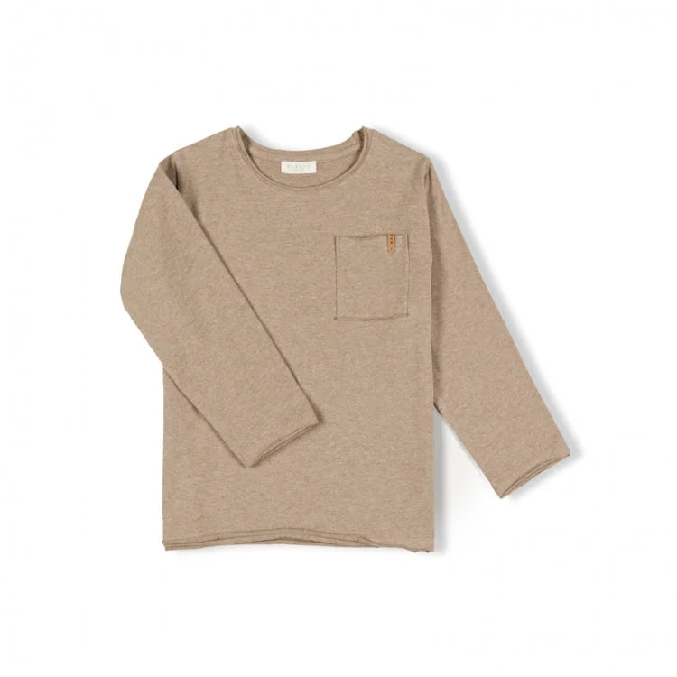 Beige Langarmhemd mit Brusttasche aus der Kollektion Longsleeve | Pebble
