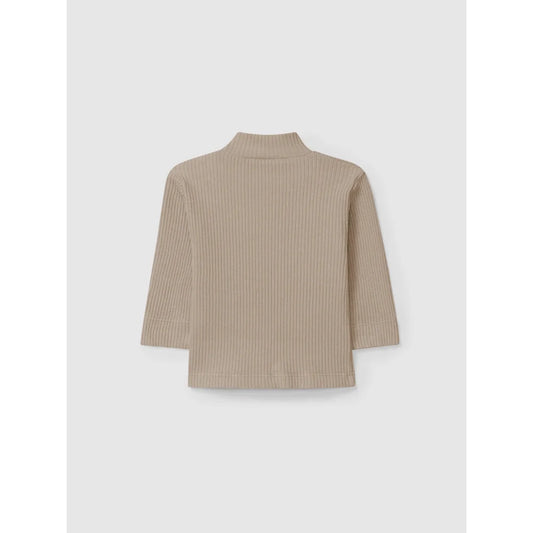 Rippenlangarmshirt mit Rollkragen in hellbeige, Produktname Longsleeve Taupe