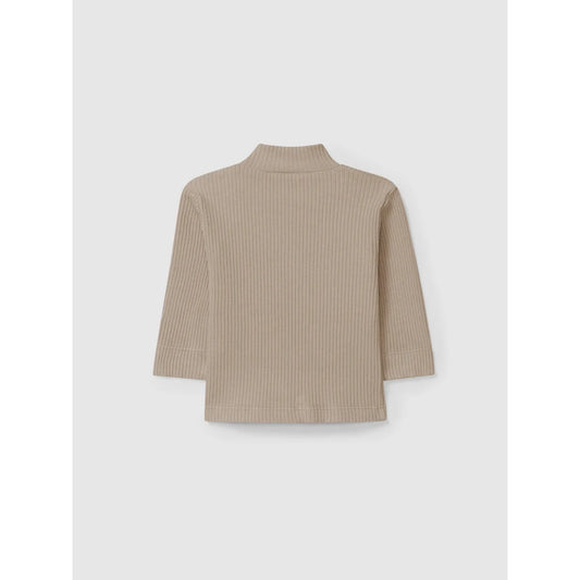 Rippenlangarmshirt mit Rollkragen in hellbeige, Produktname Longsleeve Taupe