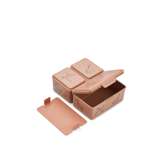 Rosa goldfarbener Essensbehälter mit Fächern und herausnehmbarer Trennwand