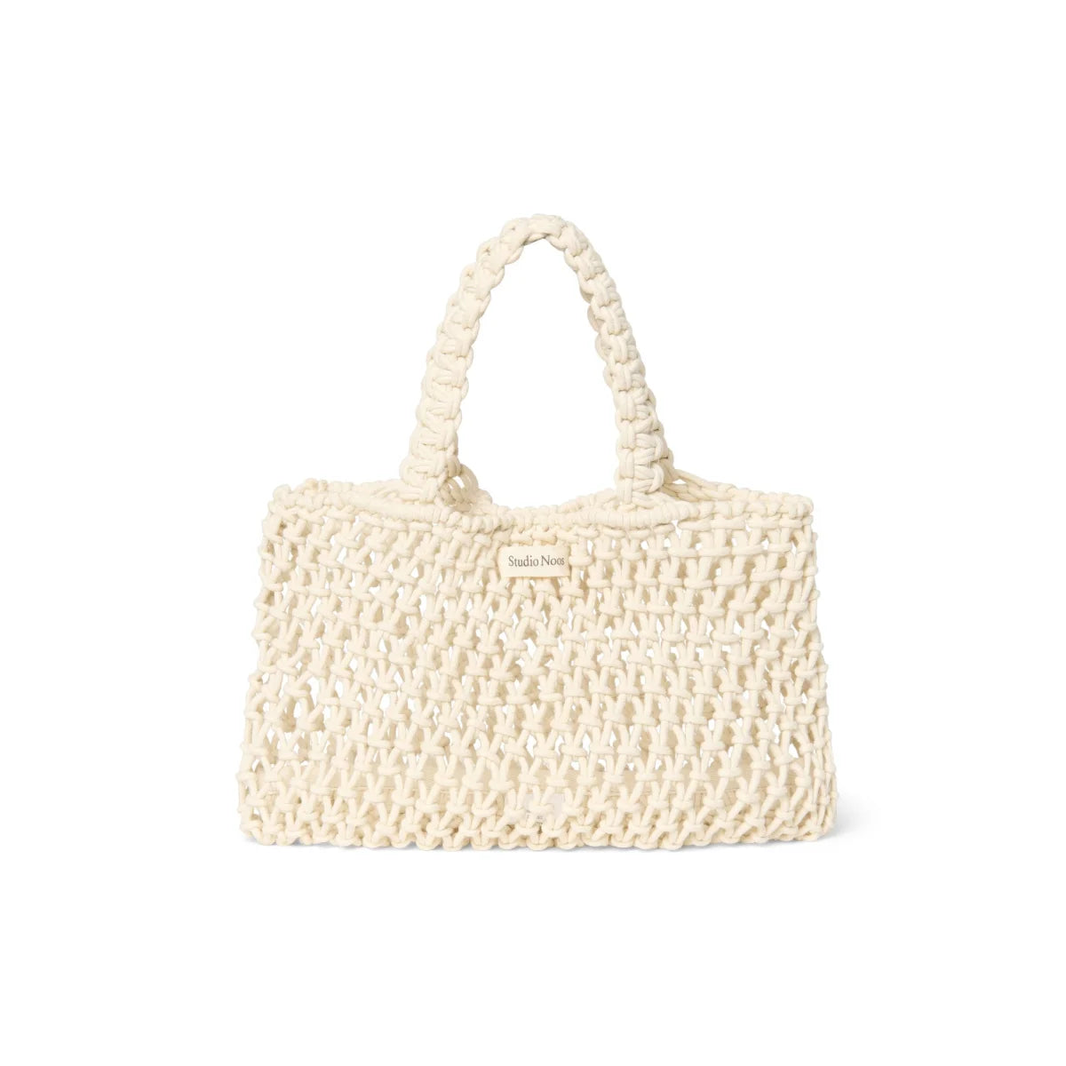 Weiß gewobene Tasche aus Makramee für den Alltag im Natural-Stil