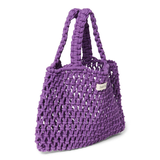 Lila Makramee Tasche für Damen im Mini-Design, stilvoll und handgefertigt