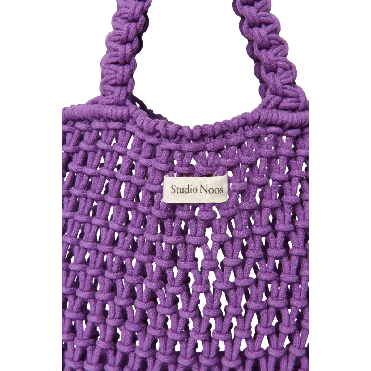 Purple Macrame Tragetasche aus Mini-Design für stilvolles nachhaltiges Tragen