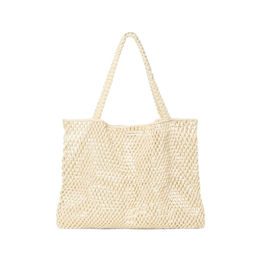 Beige gewebter Macrame Mom Tasche im natürlichen Design