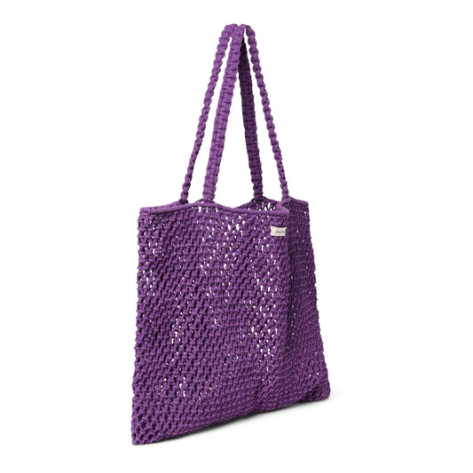 Lila gewebte Tragetasche aus Makramee für Mütter im Produkt Macrame Mom Bag Purple