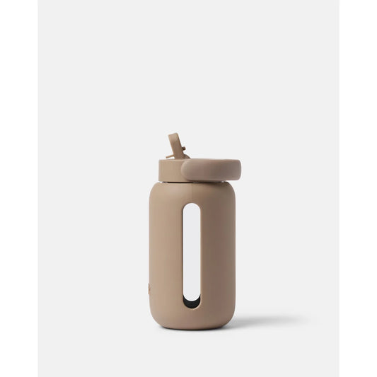 Bink Mini Bottle Flip Cap in Mocha (mokkabraun), Glas-Trinkflasche mit Flip-Verschluss