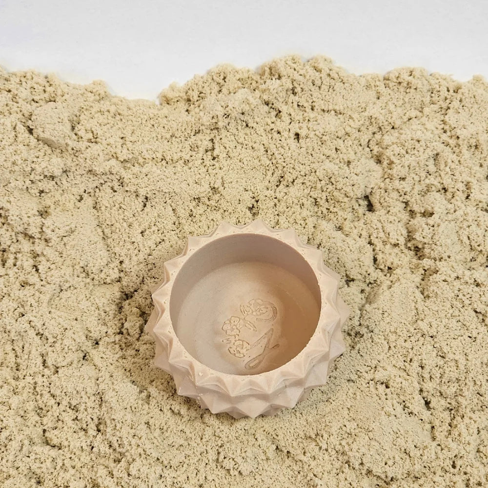 Mini-Spielzeugschale Diamant aus rosa Keramik mit floralem Relief für Magic Sand