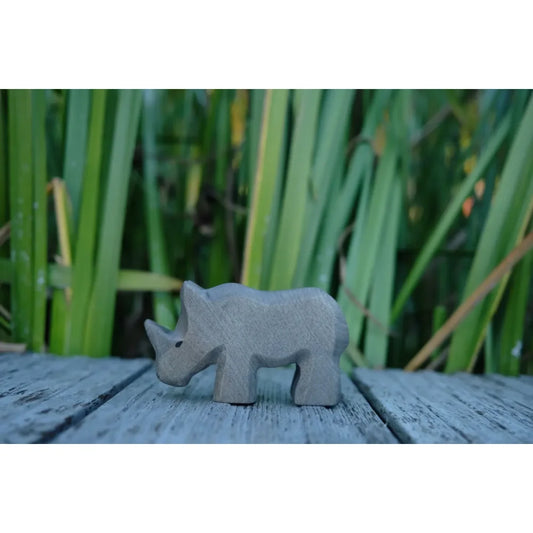 Graues, hölzernes Nashorn Spielzeug für Kinder, Nashorn klein Produktansicht