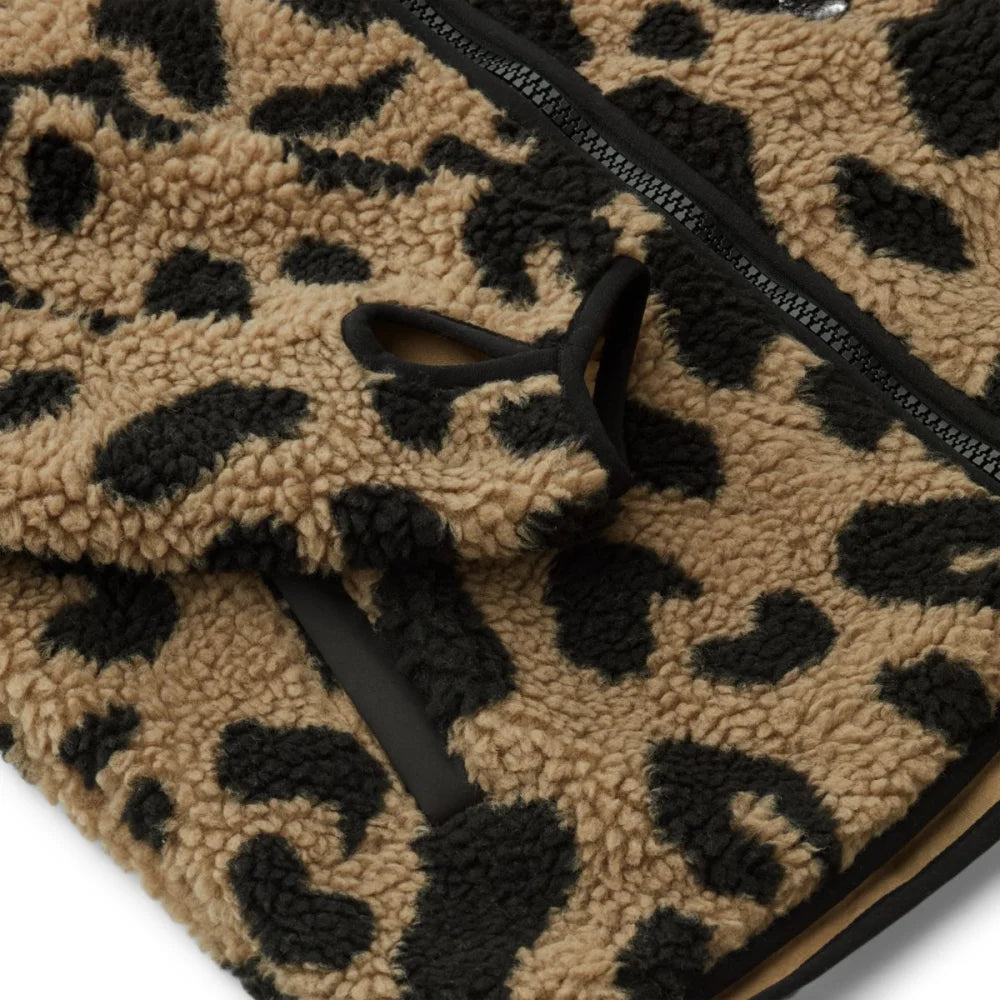 Tan-schwarze Leopard-Print-Fleecejacke Nelson Adult Pile Jacket Mega Leo Oat Mix