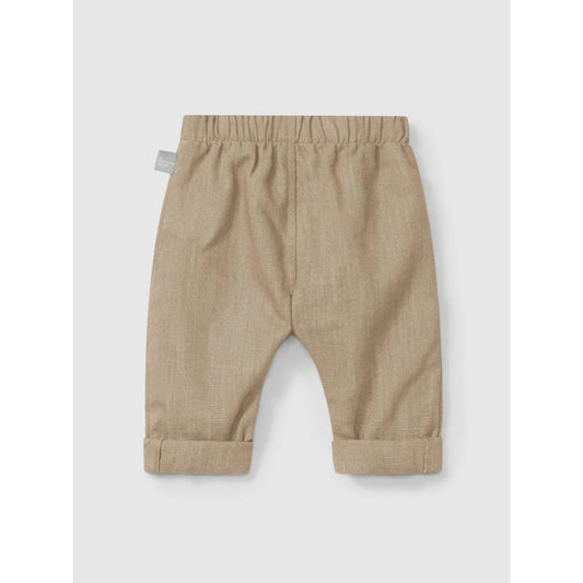 Beige Baby-Hose mit elastischem Bund und umgeschlagenen Säumen in Kaffeefarben