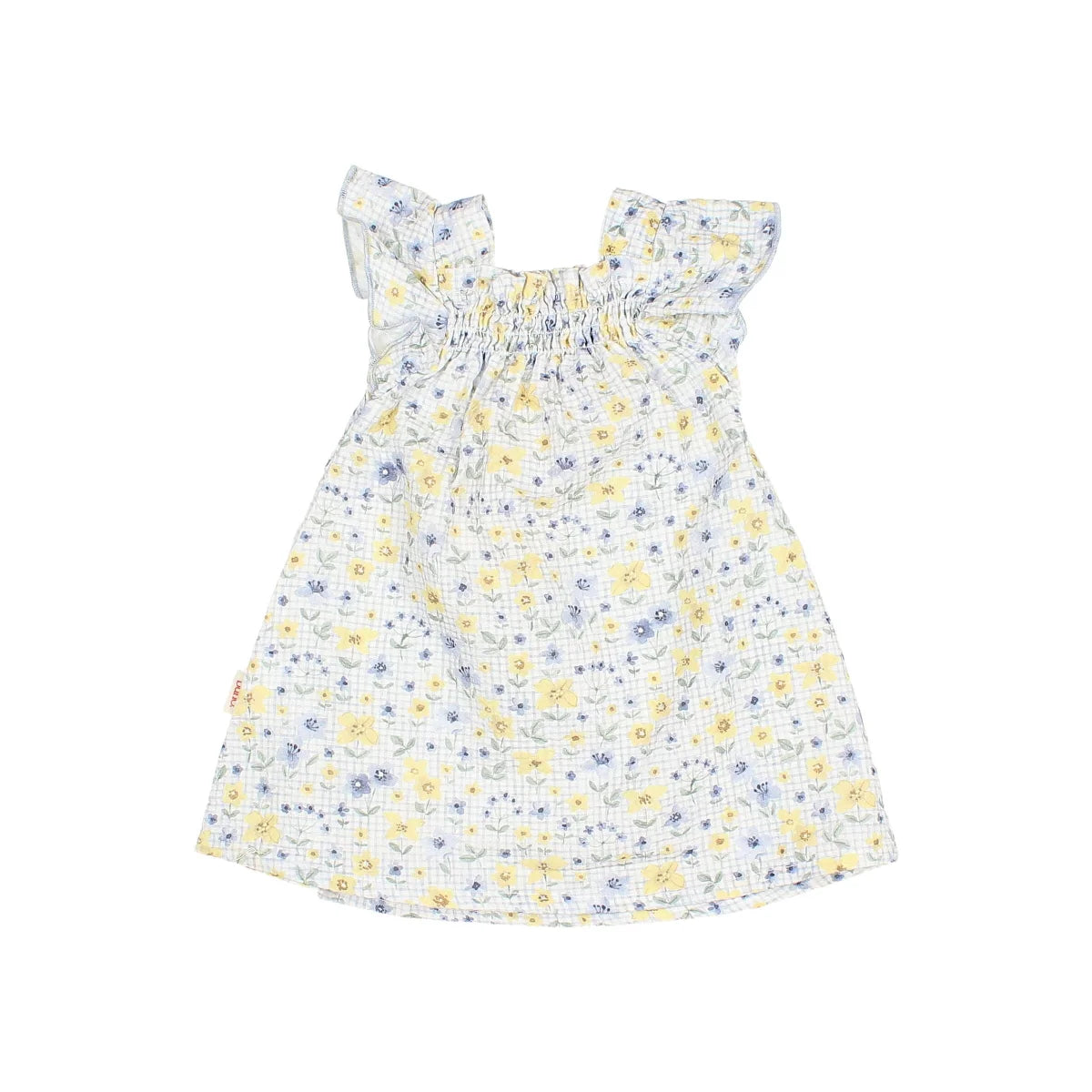 Boho-Kleid Picnic Dress Sky Blue mit Rüschen und Blumenmuster