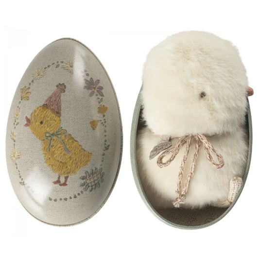 Hübsches Osterei mit Küken und Plüschtier von Plüsch Kücken mini