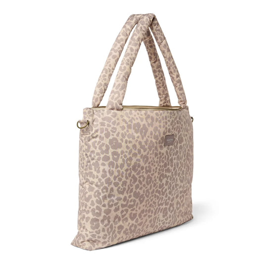 Puffy Mom Windeltasche Beige Leopard Rückseite