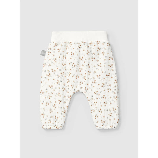 Creamfarbene Babyhosen mit all-over zartem Blumenmuster und elastischen Bündchen