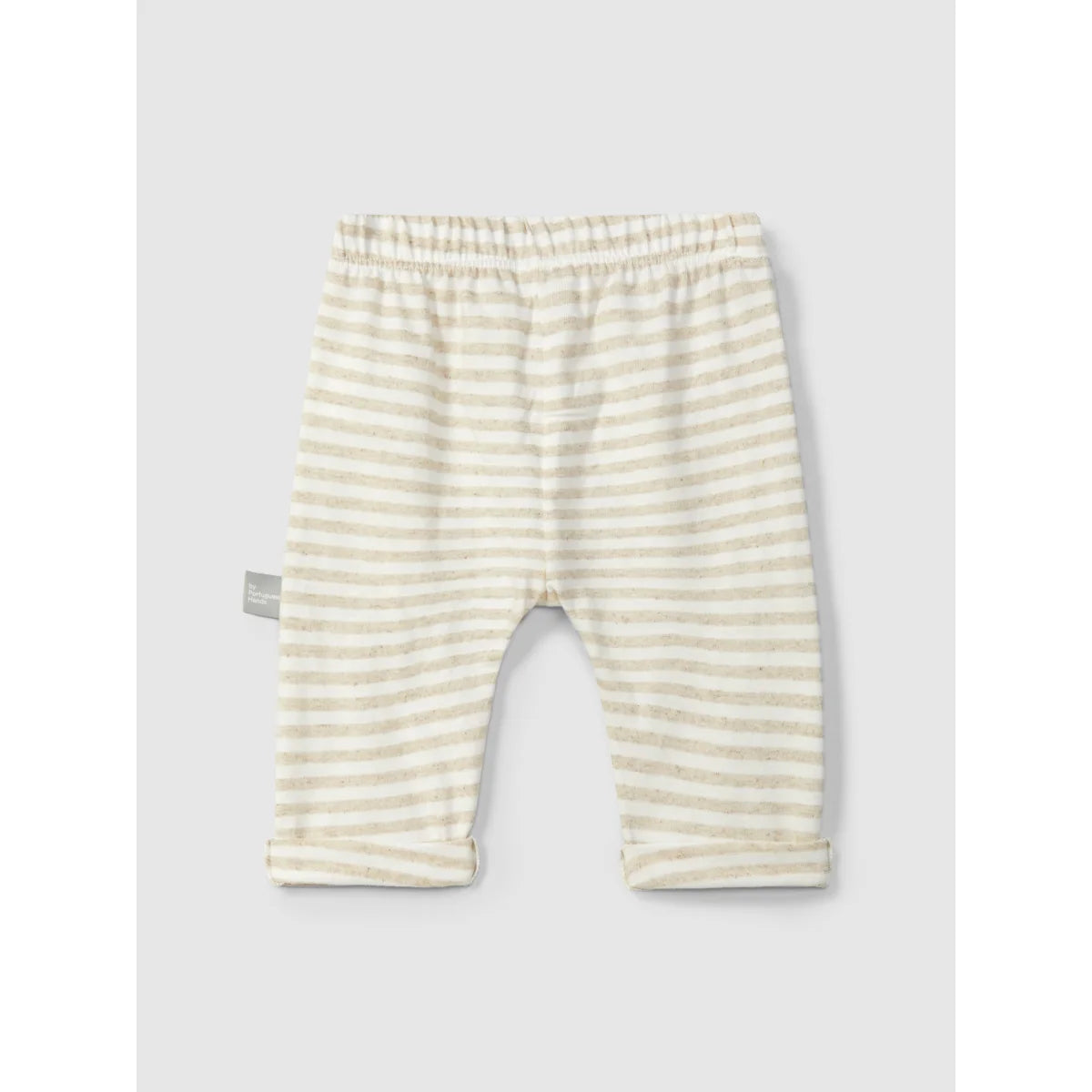Beige-creme gestreifte Pull-on-Hose für Babys mit Gummibund