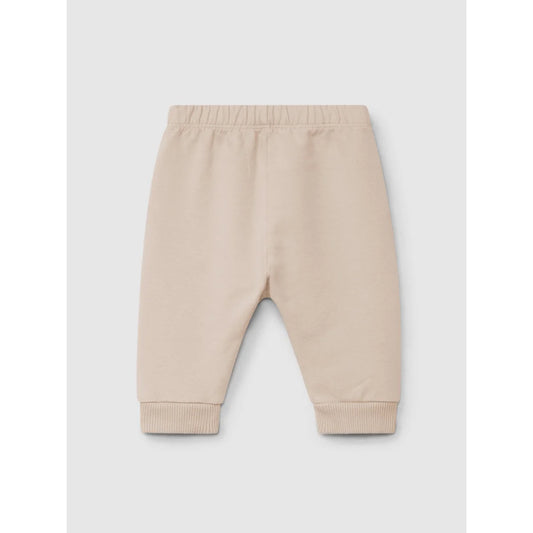 Beige Babysweatpants mit Rippenbündchen und elastischem Bund für Rosa Pull-up Pants mit besticktem Rüsche