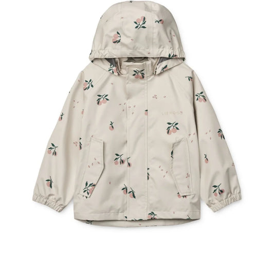 Beige Kapuzenjacke mit floralem Muster im Regenbekleidungsset PEDIA | Peach Sea Shell