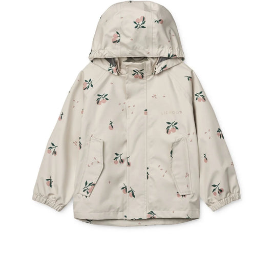 Beige Kapuzenjacke mit floralem Muster im Regenbekleidungsset PEDIA | Peach Sea Shell