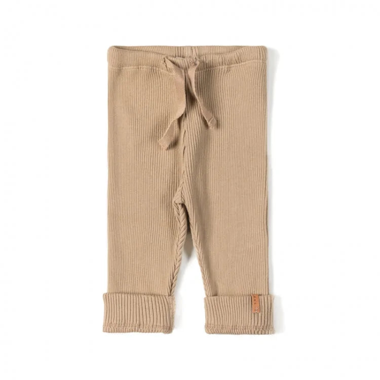 Tan gerippte Strumpfhosen für Babys im Produkt Rib Legging | biscuit