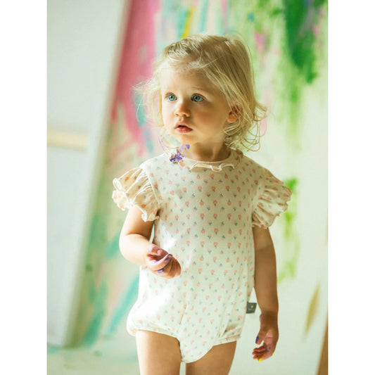 Mädchen-Romper mit floralem Muster aus Rippenmaterial für Kleinkinder
