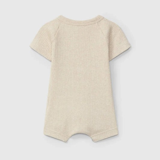 Beiger, gerippter snug Ribbed Romper kurz für Babys