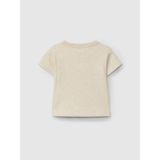 Cremfarbener gerippter Strick-T-Shirt aus der Kollektion Ribbed T-Shirt | natural