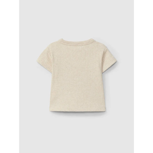 Cremfarbener gerippter Strick-T-Shirt aus der Kollektion Ribbed T-Shirt | natural