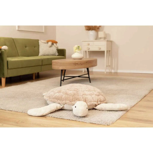 Plüsch-Schildkröten-BodenKissen Riesenschildkröte XXL in Sandfarben