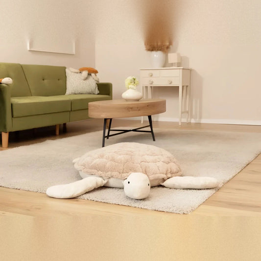 Senger Naturwelt Giant tortoise XXL in Sand lying on a rug in a living room