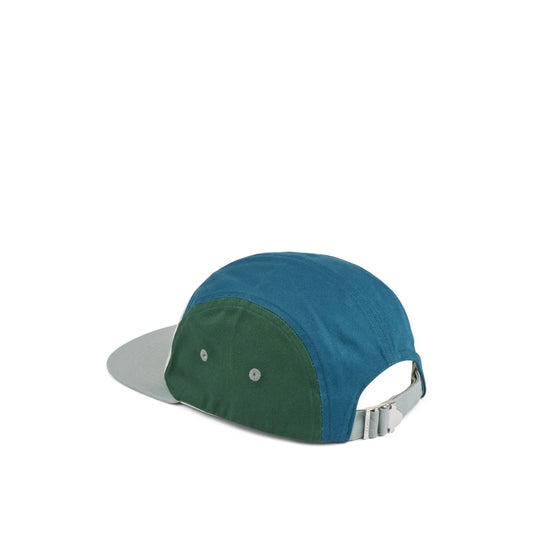 Zweifarbiges blau-grünes Baseballcap mit grauem Schirm und verstellbarem Riemen