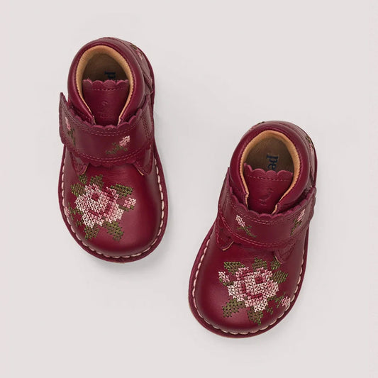 Petit Nord Rose Scallop Velcro Boot in Fuschia