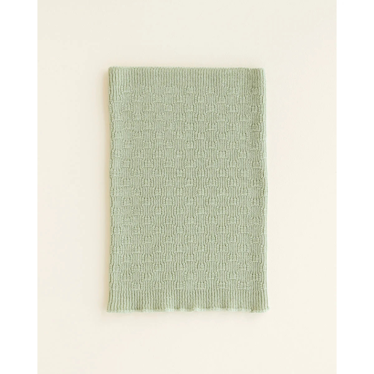 Leuchtend grüne, strukturierte gestrickte Schal Gigi Mint mit Rippenrand