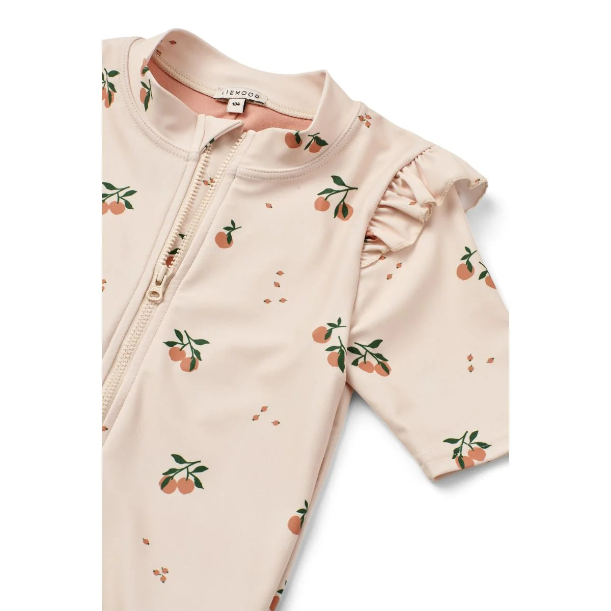 Peach-Muster-Rash Guard mit Rüschenärmeln für Schwimm-Jumpsuit Amel Peach Sea Shell