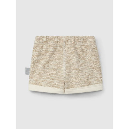Beige strukturierte Shorts aus Jersey mit Strickoptik von natur