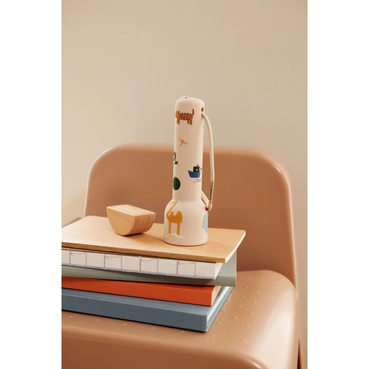 Silikon-Taschenlampe Gry mit bunten Tierprints und Stoffgurt