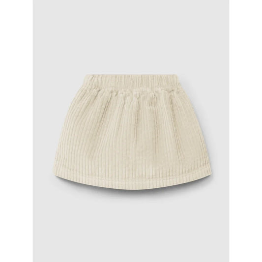 Off-white, gerippter Corduroy-Minifaltenrock mit elastischem Bund, Produkt Skirt Sand
