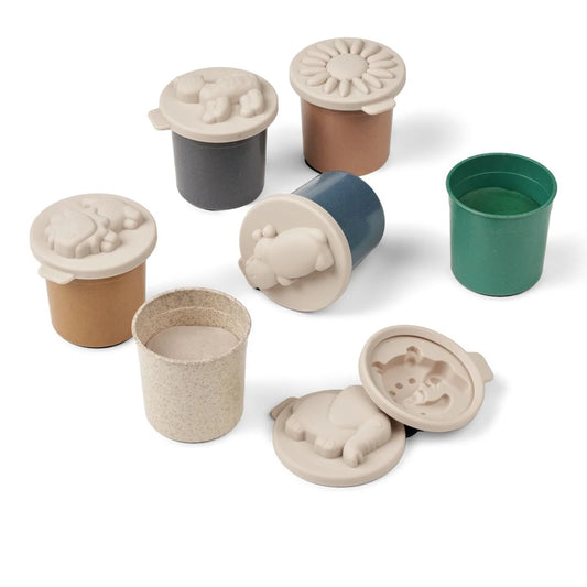 Wiederverwendbare Kaffeekapseln mit dekorativen Tiermotiv-Deckeln im Spielknete Set