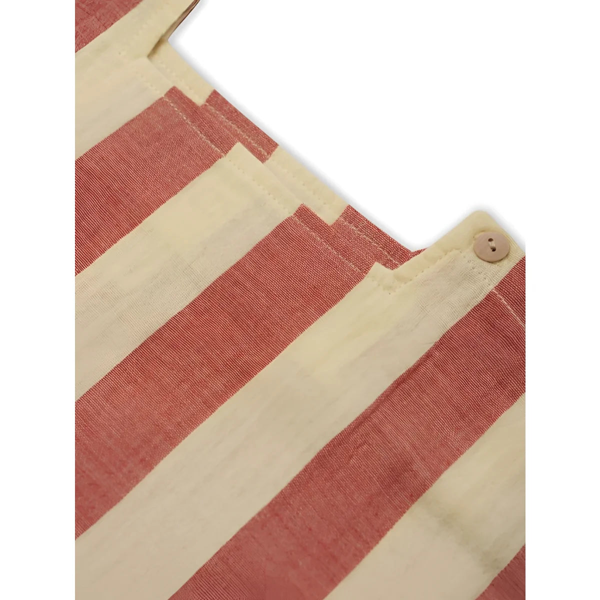 Quadrat-Ausschnitt T-Shirt Tomato Stripes: Terrakotta-Creme-Streifen, Leinenstruktur