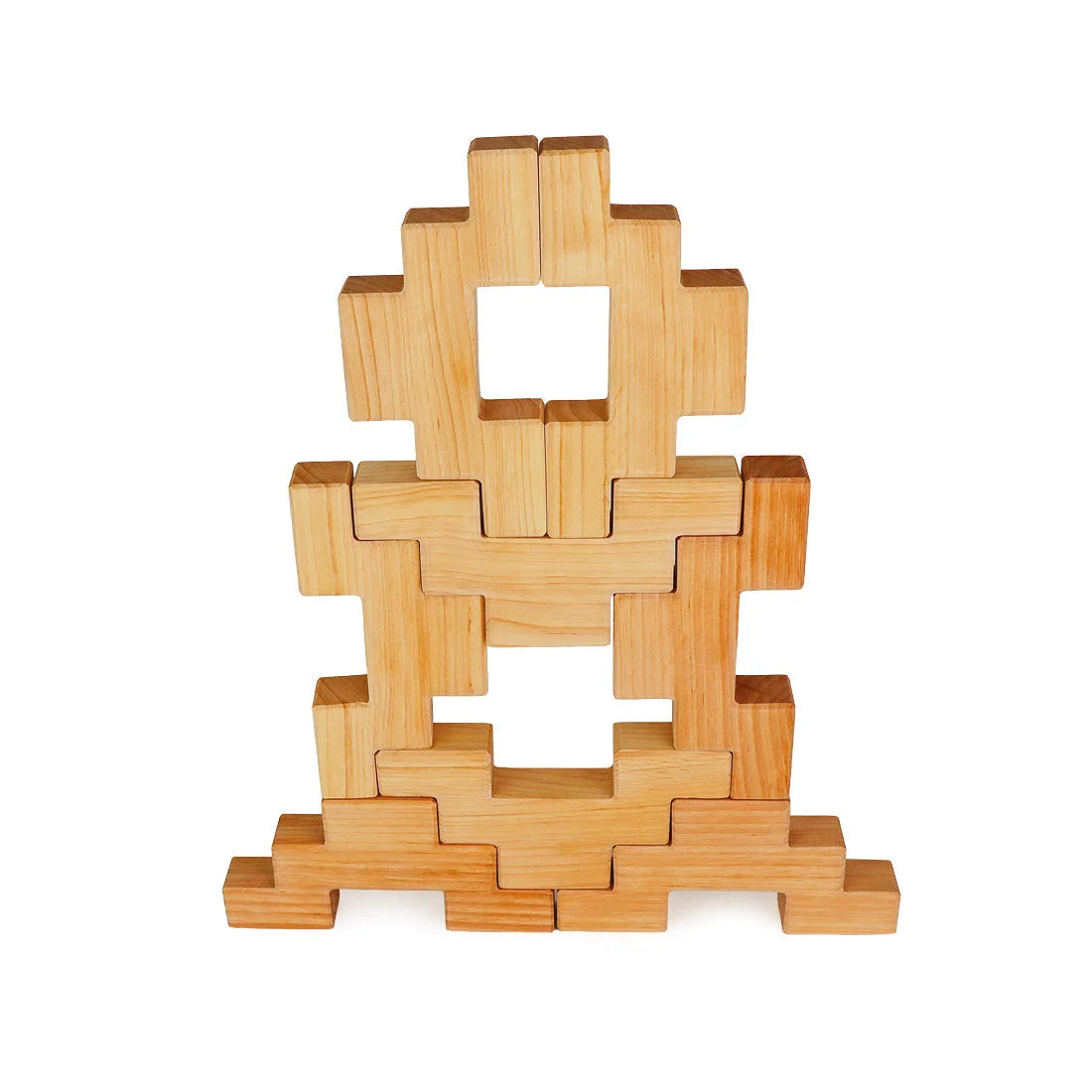 Holziger pixeliger Roboter-Spielzeug im Produkt Stair stones natural, 8 Stk