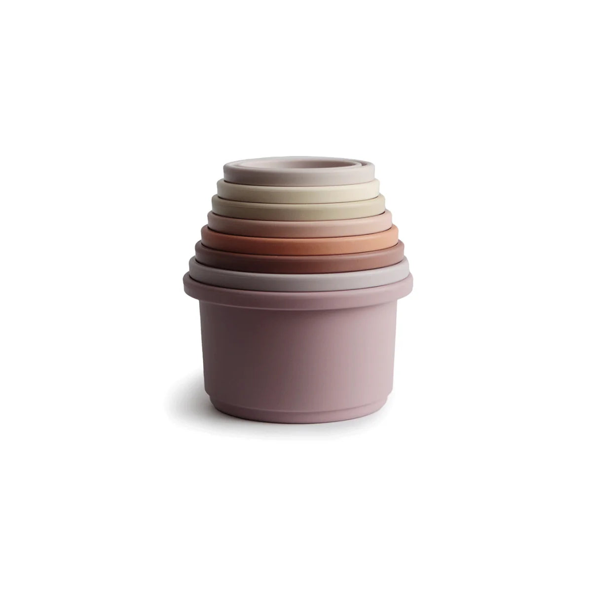 Gestapelte pastellfarbene Nestingtassen von Stapelturm Petal in ansprechendem Design