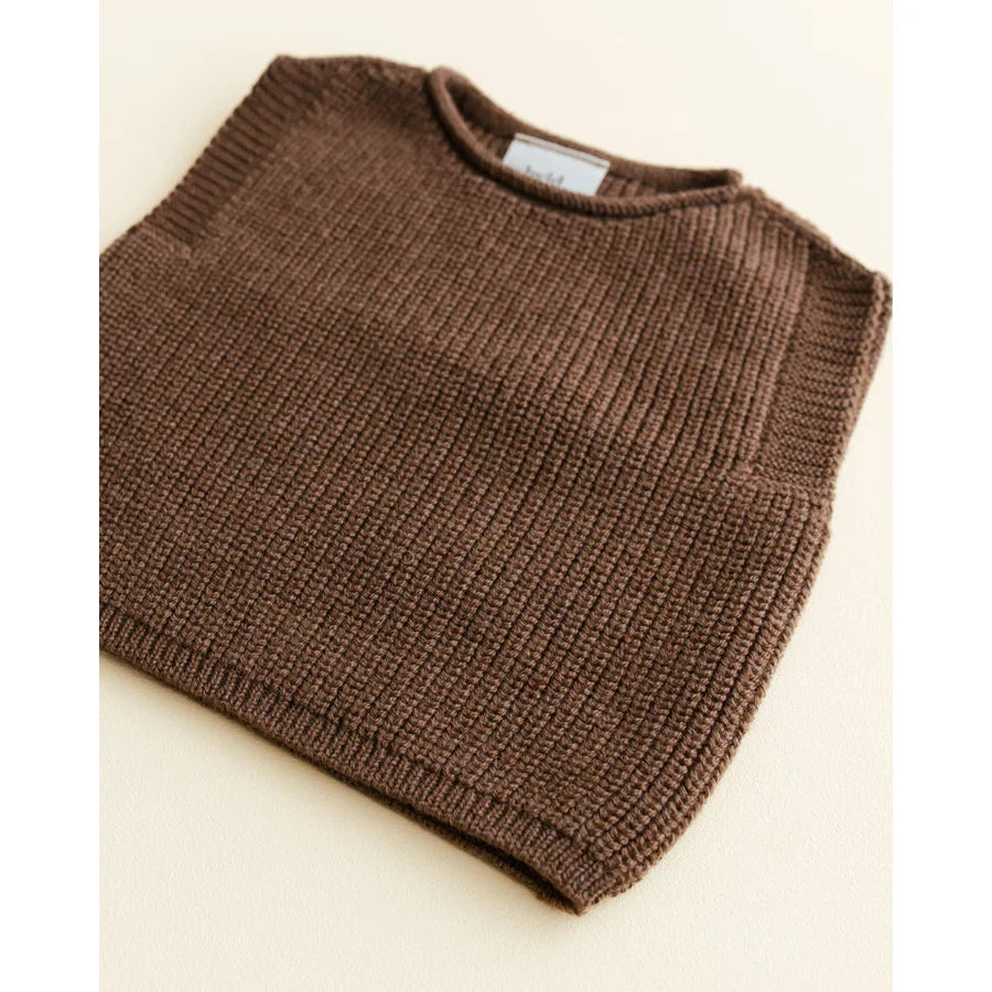 Brauner gestrickter ärmelloser Pullover-Vest Harvey in Mocha