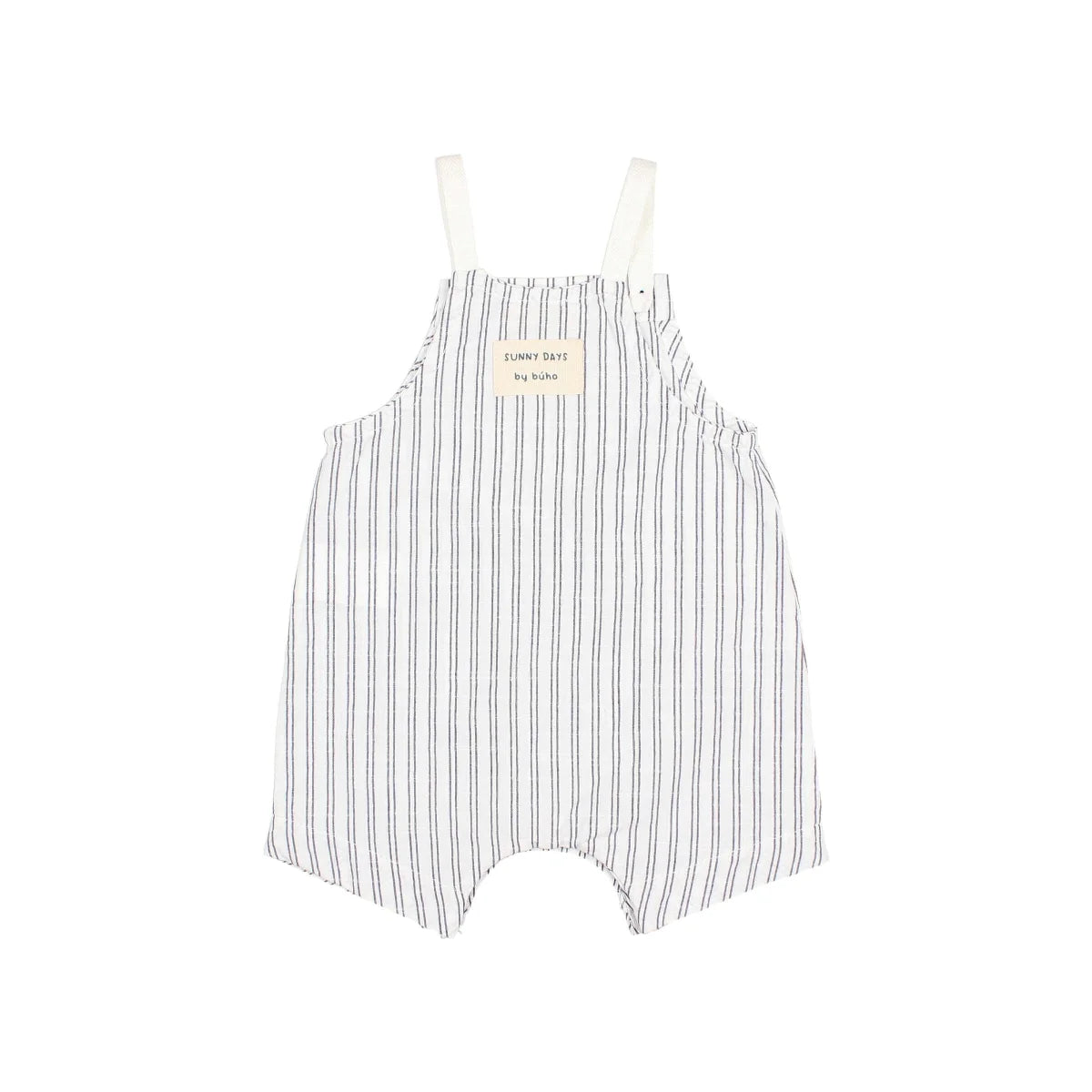 Gestreifter Baby-Romper in Kaki oder Weiß, Stripes Dungaree für stilvolle Kleinkinder