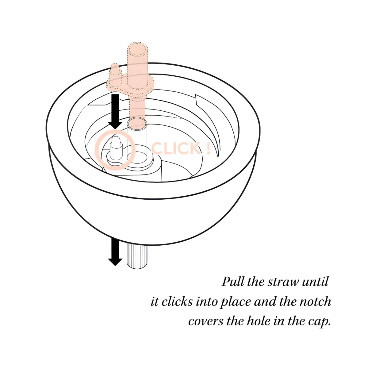 Weißer Plastikkappe mit zentralem Strohhalm für Strohhalmflasche Coconut Graouu Pink 240 ml