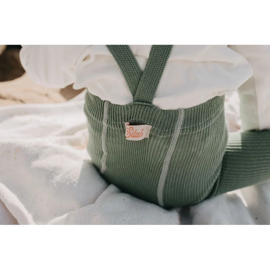 Grüne Cord-Tote-Bag mit Griffen, passend zu Strumpfhose mit Träger Footless Matcha Oat Latte